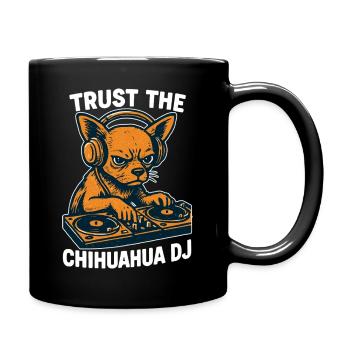 Chihuahua DJ Retro Turntables Headphones Gift - Full Colour Mug - black - Right