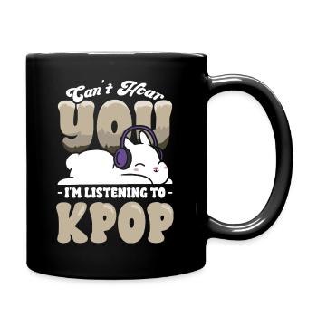 Kpop bunny with headphones - Full Colour Mug - black - Right