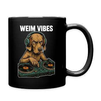 Weimaraner DJ: Retro Musik Design – Weim Vibes - Tasse einfarbig - Schwarz - Rechts