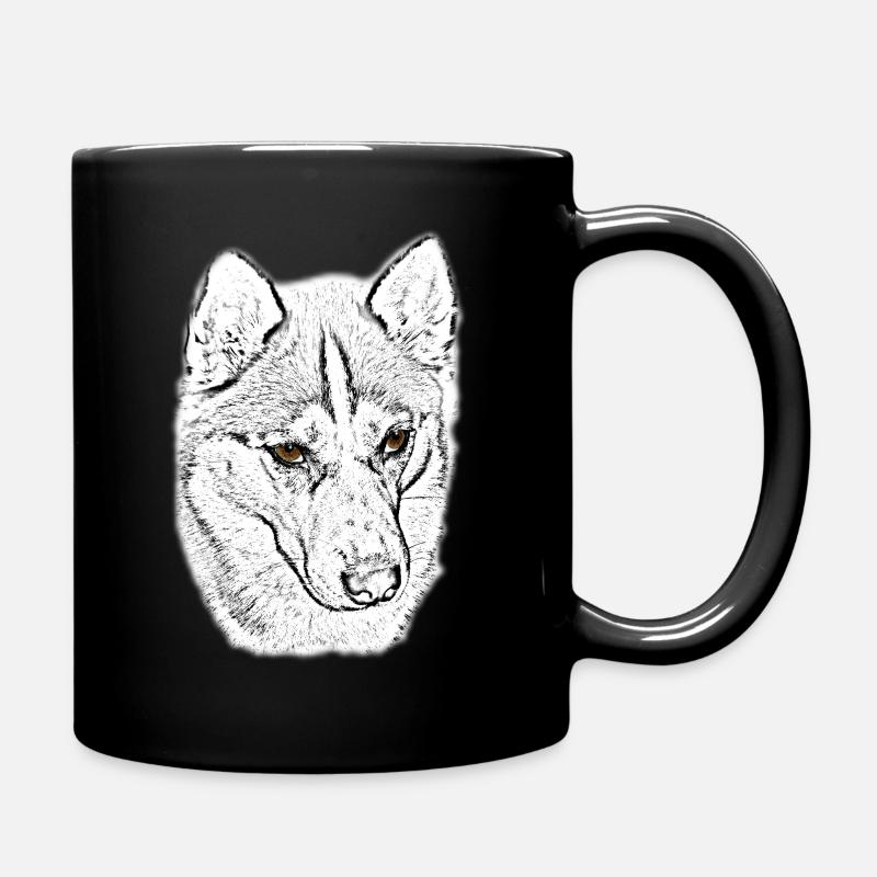 Wolfskopf Linienstudie - Tasse einfarbig - Schwarz
