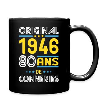 Original – 1946 – 80 Jahre - Tasse einfarbig - Schwarz - Rechts