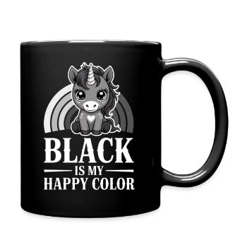 Black Is My Happy Color Unicorn - Full Colour Mug - black - Right