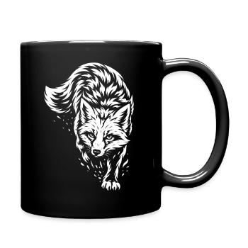 Tribal Fuchs – Wildes Waldtier Motiv - Tasse einfarbig - Schwarz - Rechts