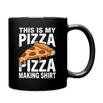 Voici mon t-shirt de pizza : design gastronomique drôle - Mug uni - noir - Droite