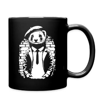 Künstler-Frettchen – ein stilvolles Street-Art-Motiv - Tasse einfarbig - Schwarz - Rechts