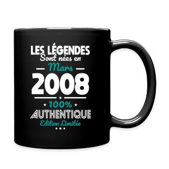 18th Birthday - Legends Born March 2008 - Full Colour Mug - black - Right