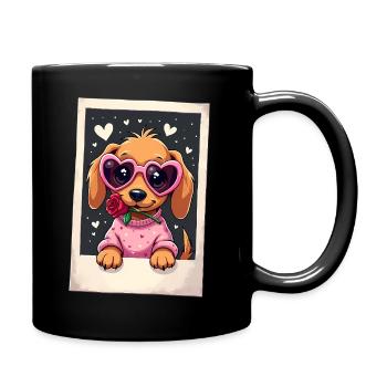 Dackel Dachshund Tekel - Tasse einfarbig - Schwarz - Rechts