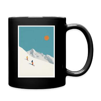 Alpine Sunlit Slopes Minimal Ski Scene - Full Colour Mug - black - Right
