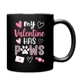 My Valentine Has Paws Cute Love Design - Full Colour Mug - black - Right