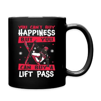 Happiness Lift Pass Ski fahren Skifahrer - Tasse einfarbig - Schwarz - Rechts
