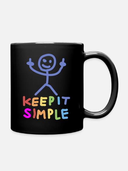 Strichmännchen Mittelfinger - Tasse einfarbig - Schwarz