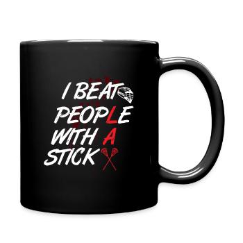 Je bats les gens avec un bâton Art sportif de crosse - Mug uni - noir - Droite