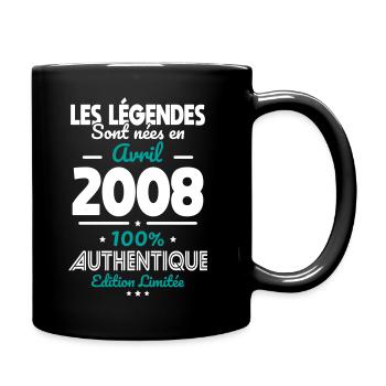 18th Birthday - Legends Born April 2008 - Full Colour Mug - black - Right