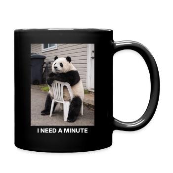 J’ai besoin d’une minute panda mème humour drôle - Mug uni - noir - Droite