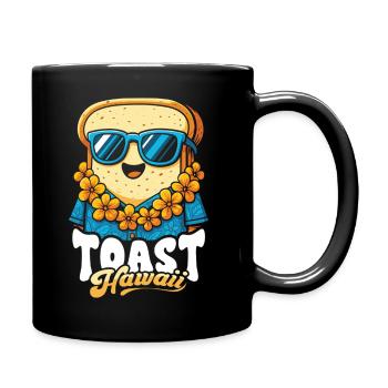 Toast Hawaii with sunglasses - Full Colour Mug - black - Right