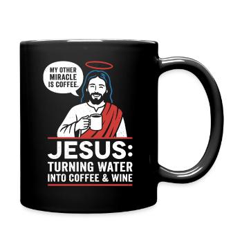 Jesus Kaffee-Wunder Grafik - Tasse einfarbig - Schwarz - Rechts