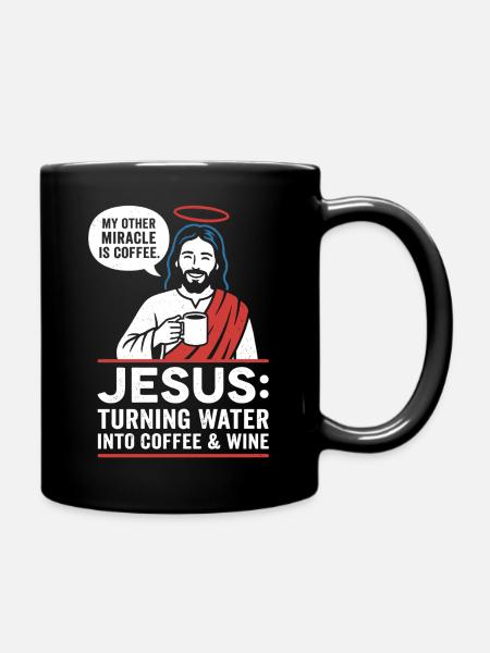 Jesus Kaffee-Wunder Grafik - Tasse einfarbig - Schwarz
