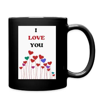 I LOVE YOU. COUPLE. JUST MARRIED. Bachelorette party - Full Colour Mug - black - Right