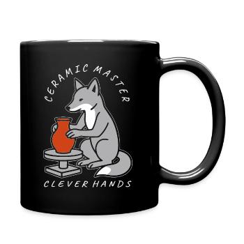 Ceramic Master Fox on Pottery Wheel - Full Colour Mug - black - Right