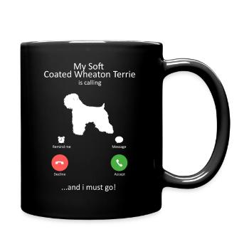 Wheaten Terrier appelant un amant de chien drôle - Mug uni - noir - Droite