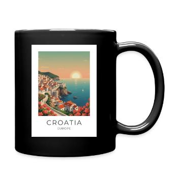 Kroatische Küstenidylle Sonnenuntergang - Tasse einfarbig - Schwarz - Rechts