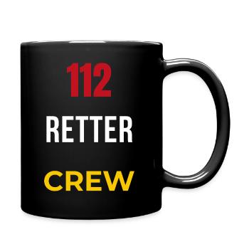112 Retter Crew – Feuerwehr & Blaulicht Team - Tasse einfarbig - Schwarz - Rechts