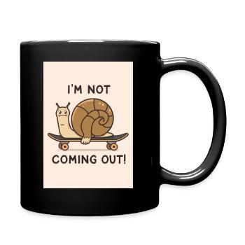 Snail on Skateboard: Not Coming Out - Full Colour Mug - black - Right