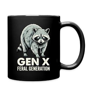 Vintage Raccoon Gen X Feral Generation - Full Colour Mug - black - Right