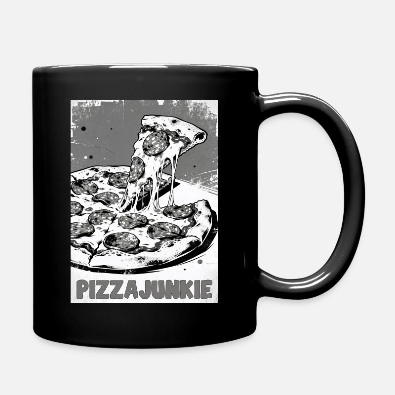 Pizza Junkie Slice Graphic - Full Colour Mug - black