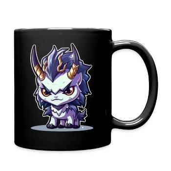 Petit Dragon Cornu de style Chibi - Mug uni - noir - Droite