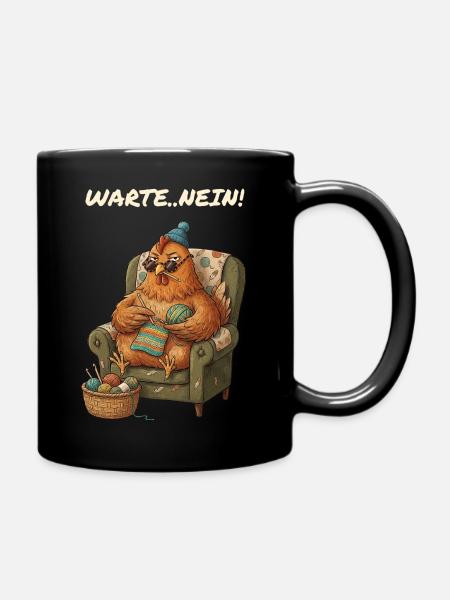 Lustiger Spruch Hühner Mama - Tasse einfarbig - Schwarz