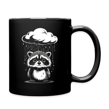 Raccoon in the Rain - Funny Retro Motif - Full Colour Mug - black - Right