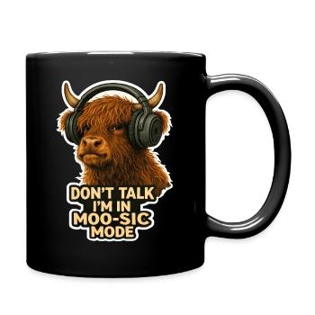 Don't Talk I'm in Moo-sic Mode – Lustige Highland  - Tasse einfarbig - Schwarz - Rechts
