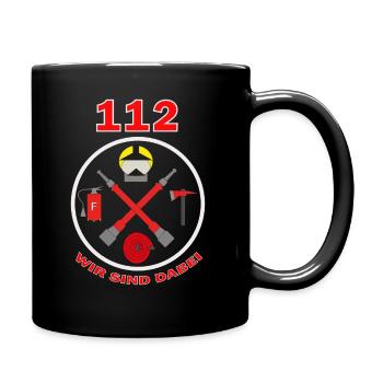 112 We are part of the fire brigade district logo - Full Colour Mug - black - Right