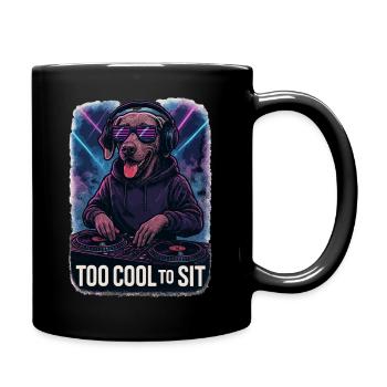 Weimaraner DJ: Too Cool to Sit – Neon Club Style - Tasse einfarbig - Schwarz - Rechts
