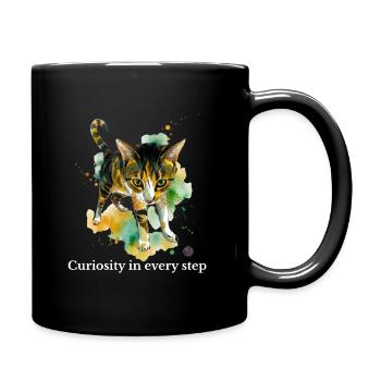 Neugierige Katzen-Aquarellschritte - Tasse einfarbig - Schwarz - Rechts