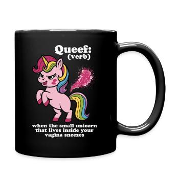 Hug unicorn with rainbow mane - Full Colour Mug - black - Right