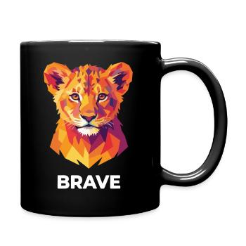 Mutige geometrische Löwenjunge-Popkunst - Tasse einfarbig - Schwarz - Rechts