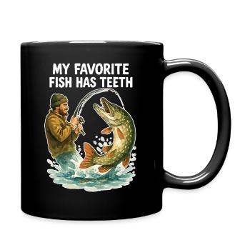 Aquarelle Angler Pike – Mon poisson préféré a des dents - Mug uni - noir - Droite