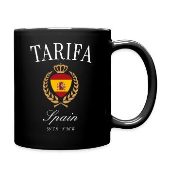 Tarifa Spanien Wappen Krone – Reise Souvenir - Tasse einfarbig - Schwarz - Rechts