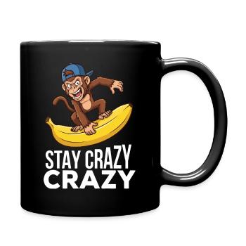 Verrückter Affe auf Bananen-Grafik-T-Shirt - Tasse einfarbig - Schwarz - Rechts