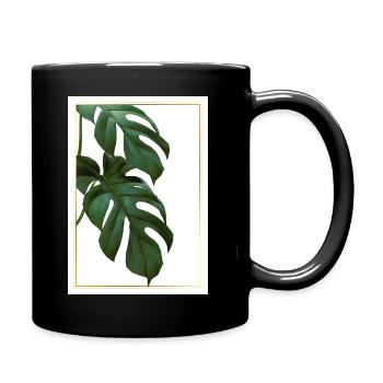 Monstera Tropical Leaves in Gold Frame - Full Colour Mug - black - Right