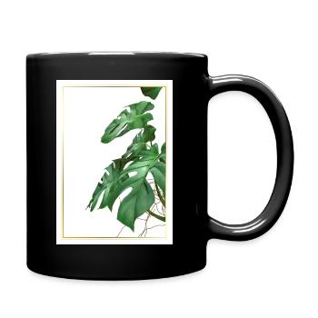 Monstera leaves in gold frame - Full Colour Mug - black - Right