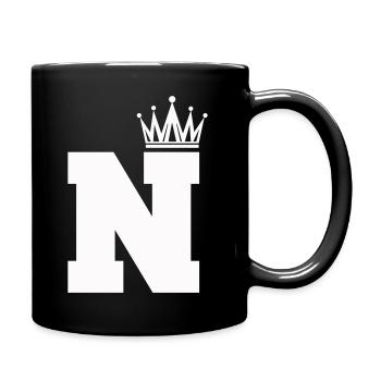 buchstabe_N_Krone - Tasse einfarbig - Schwarz - Rechts