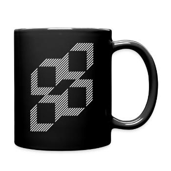 Geometric Stripe Squares Grid - Full Colour Mug - black - Right