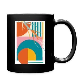 Abstrakte Geometrie mit organischen Linien Retro  - Tasse einfarbig - Schwarz - Rechts