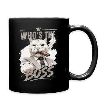 Katzenboss im Anzug - Tasse einfarbig - Schwarz - Rechts