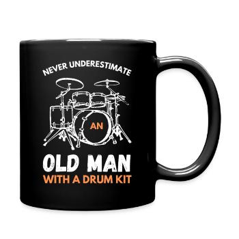 Never Underestimate An Old Man With A Drum Kit - Full Colour Mug - black - Right