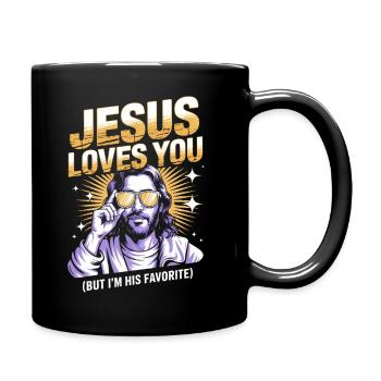 Jesus Loves You—I’m His Favorite - Full Colour Mug - black - Right