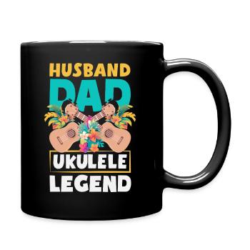 Husband Dad Ukulele Legend Lustiger Vatertag - Tasse einfarbig - Schwarz - Rechts